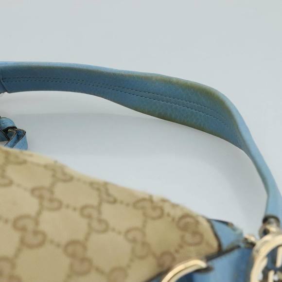 GUCCI GG Canvas Shoulder Bag 2way Navy Gold Light blue 326514 Auth 111050 - Picture 8 of 16